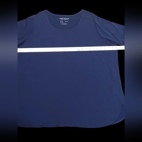 Susan Graver Liquid Knit Women's Navy Short Sleeve Top - Picture 4 of 5